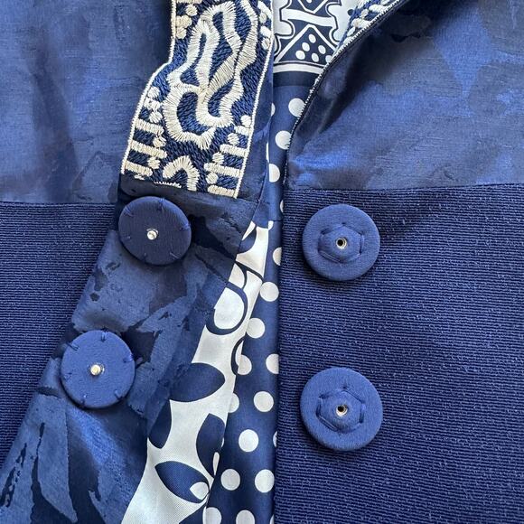 ETRO Blue Silk Linen Blend Multi Pattern Jacquard Jacket Size IT 42 / US 10 - Picture 12 of 14